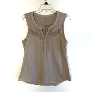 Sonoma Sleeveless Ruffle Blouse Light Brown Sz Lg